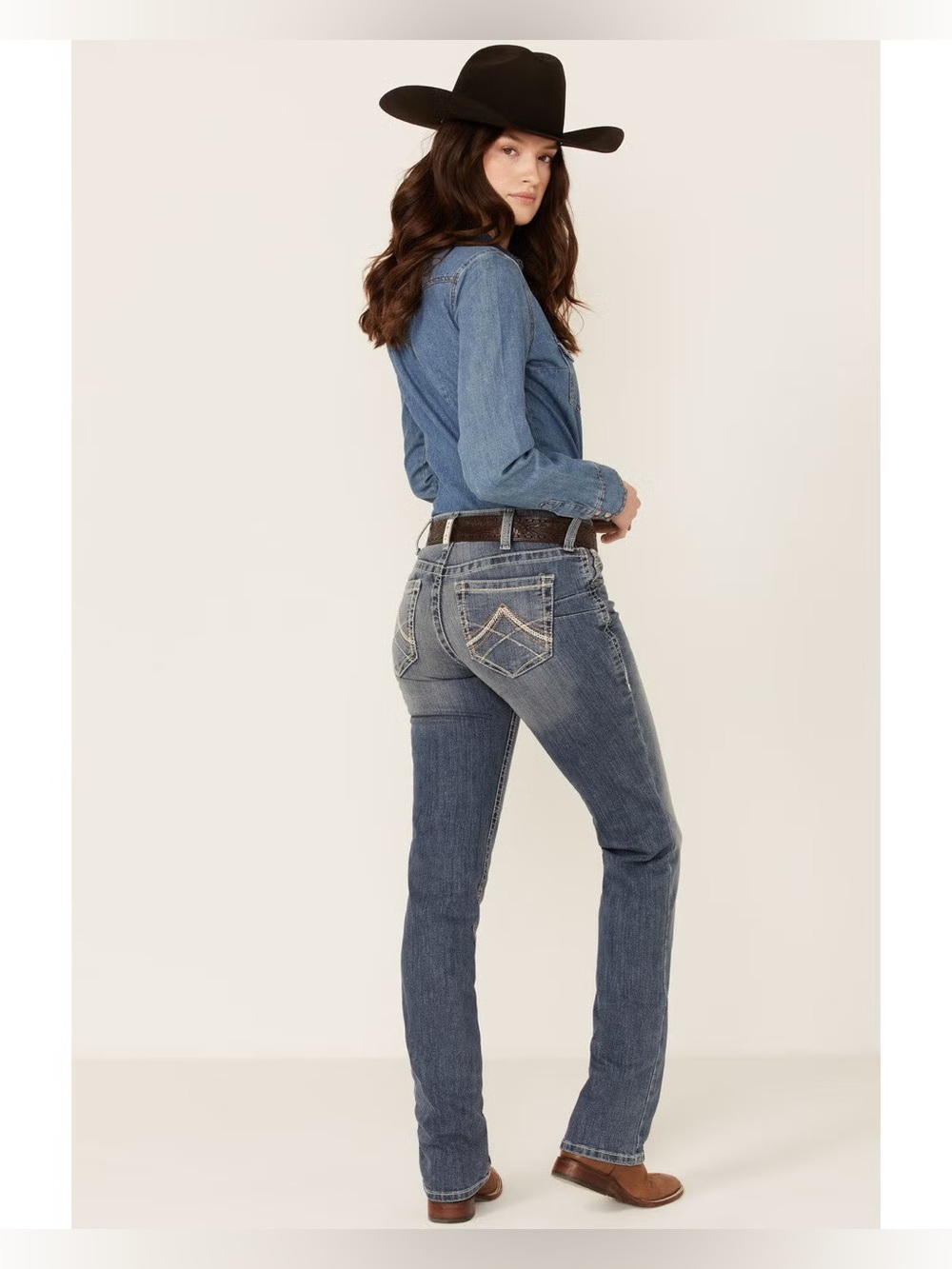 Ariat R.E.A.L. Women’s Straight Leg Jean Western Rodeo Tag Sz 33 MEASURES 36 NEW